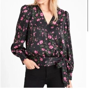 Banan Republic floral satin wrap top